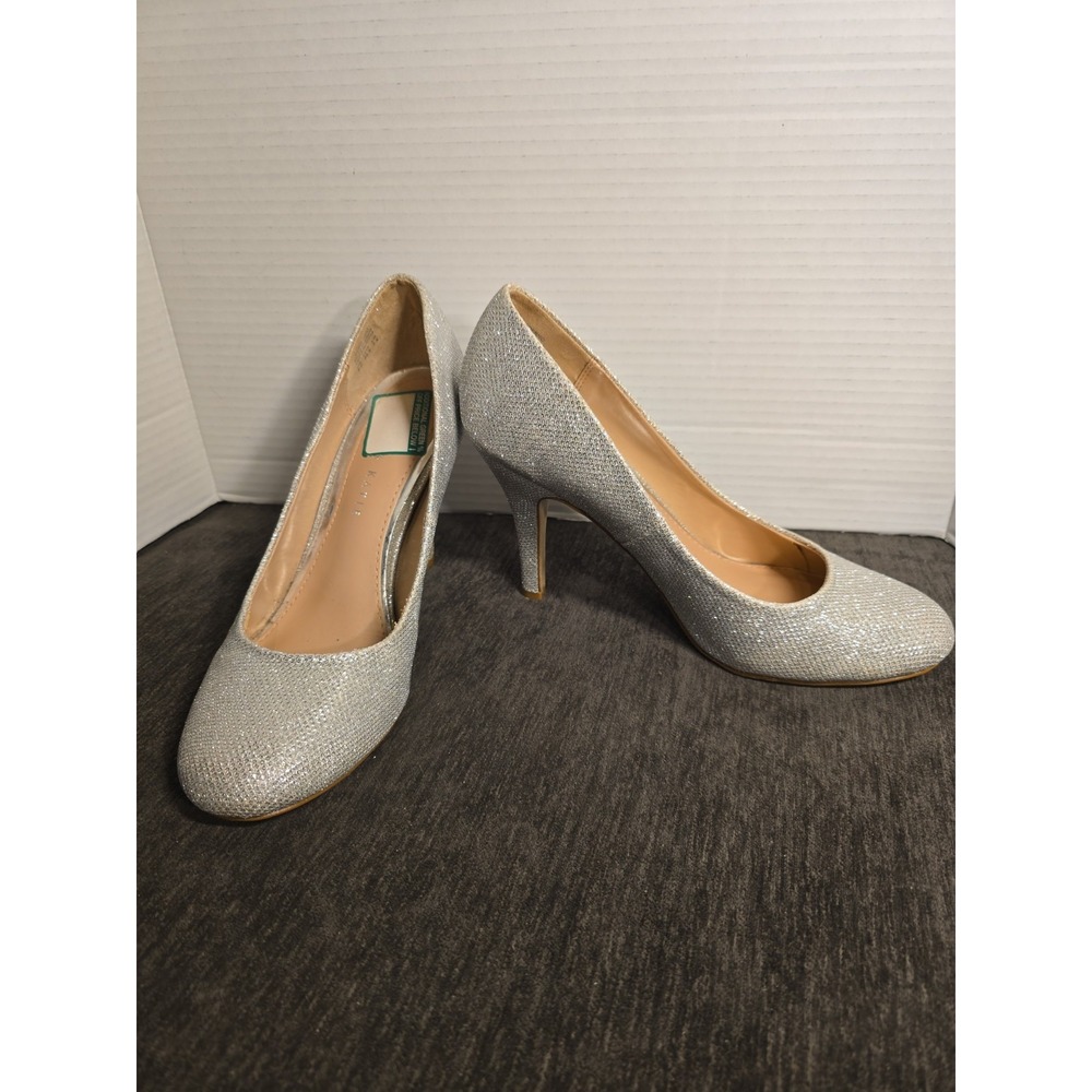 Kelly & Katie Coderno Silver Glitter Stilettos Womens Size 9.5 Formal Party